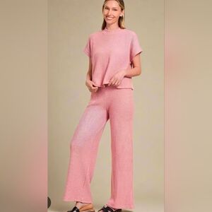 NWT Zenana Women's Pink Pants & Jumpsuit Set Sz M